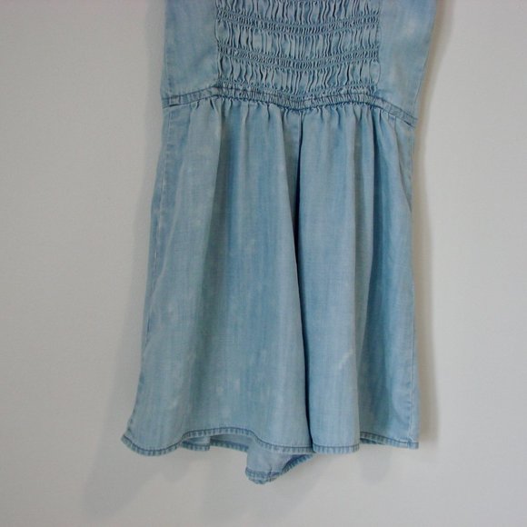 Ambercrombie & Fitch Shorts Romper Smock Top Ruched Blue Chambray Boho Small - Picture 9 of 14